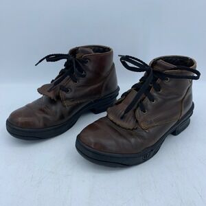 Roper HorseShoes Brown Leather Kiltie Lace Up Ankle Boots Womens 7 21-360-610